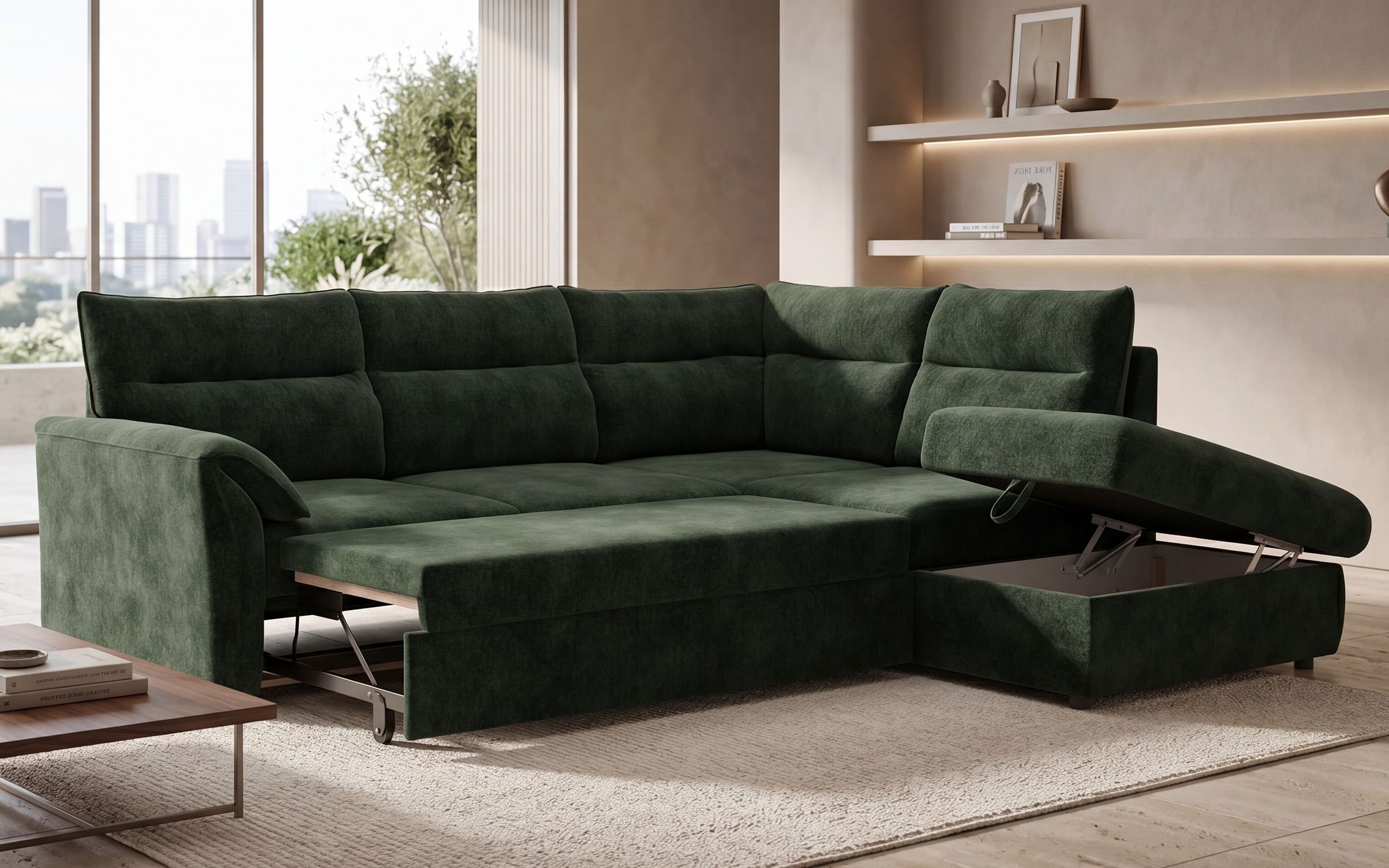 Extendable corner sofa Parmo, dark green  2